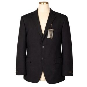 Pierre Loren Mens 58R Black Blazer Superior 150s Stretch Lined Dress Jacket